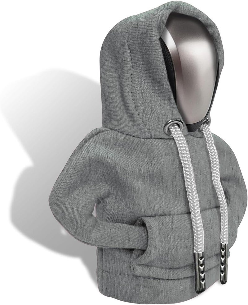 RGOAANC Gear Shift Hoodie, Gear Shift Cover, Fashionable Hoodie Automotive Gear Shift Knob Protector, Car Accessories Mini Sweater Gear Shift Knob Cover for Car Gear Shift Levers (Gray) - Image 1